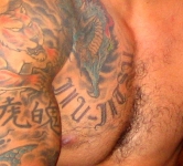 Ricardo Arona Jiu JItsu Script Tattoo, Chest