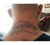 Shane's  Jiu JItsu Script Tattoo, Neck