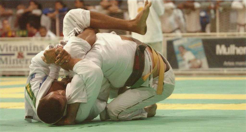 Mata leão, meaning 'lion killer' in Portuguese, is a strangle or choke-hold  in Brazilian Jiu Jitsu.